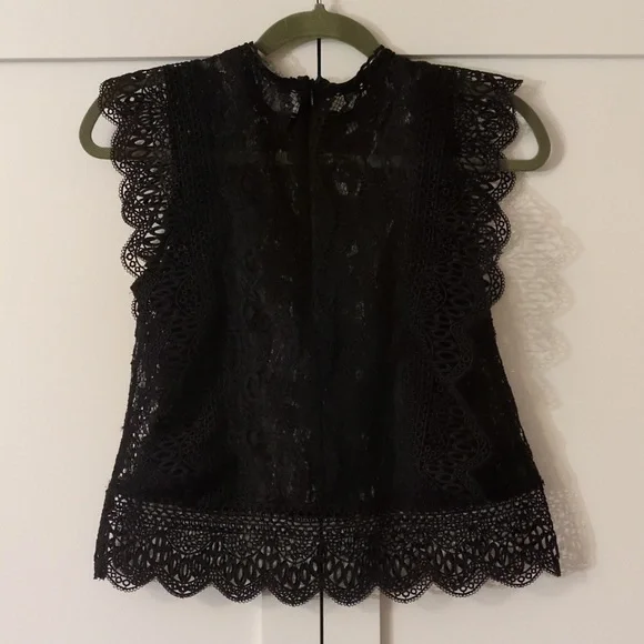 Zara Women's Size S Sleeveless Top Black Lace Guipure Crochet Goth - Picture 4 of 4